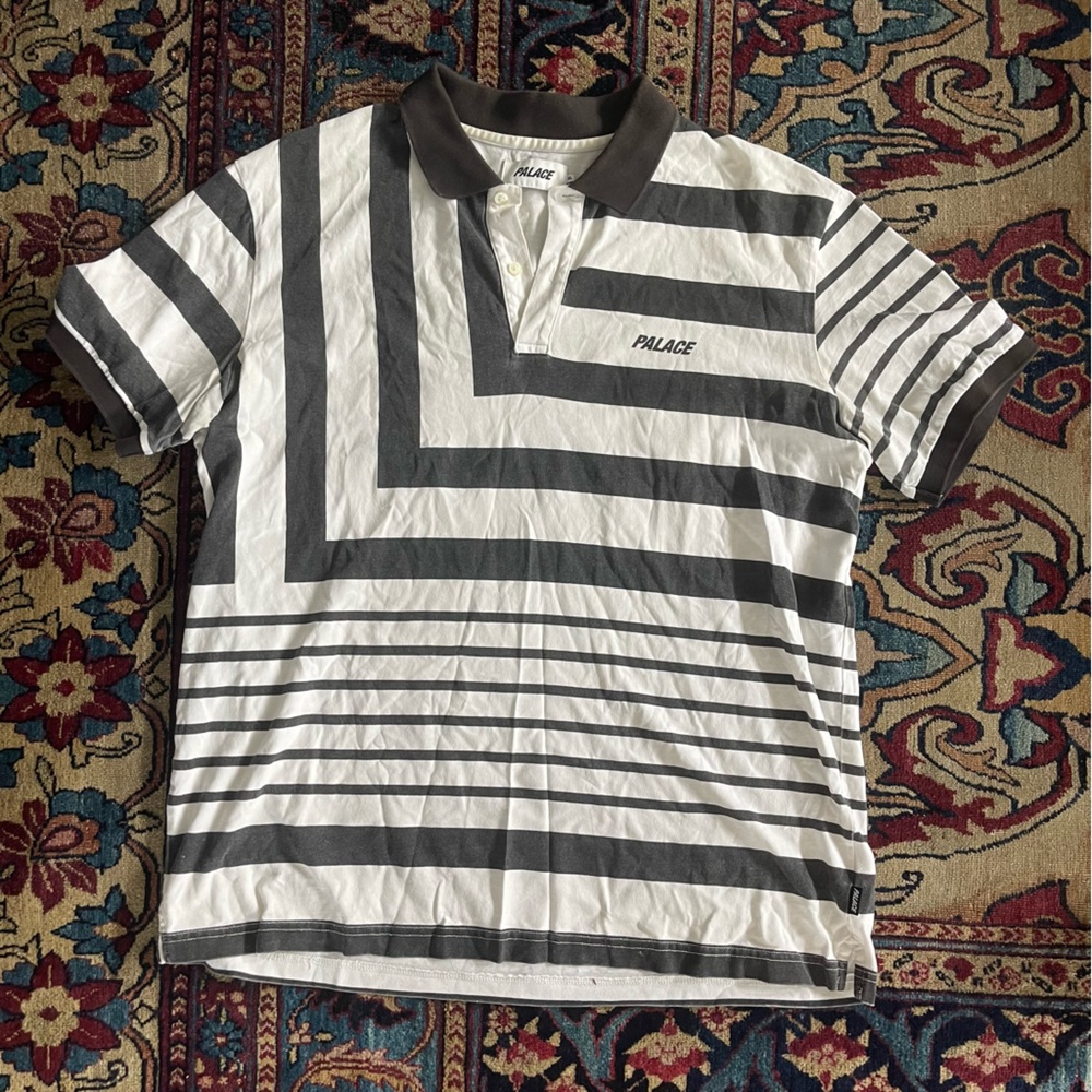 PALACE Men's Angle Polo Shirt Size XL In White/Black great condition rare!